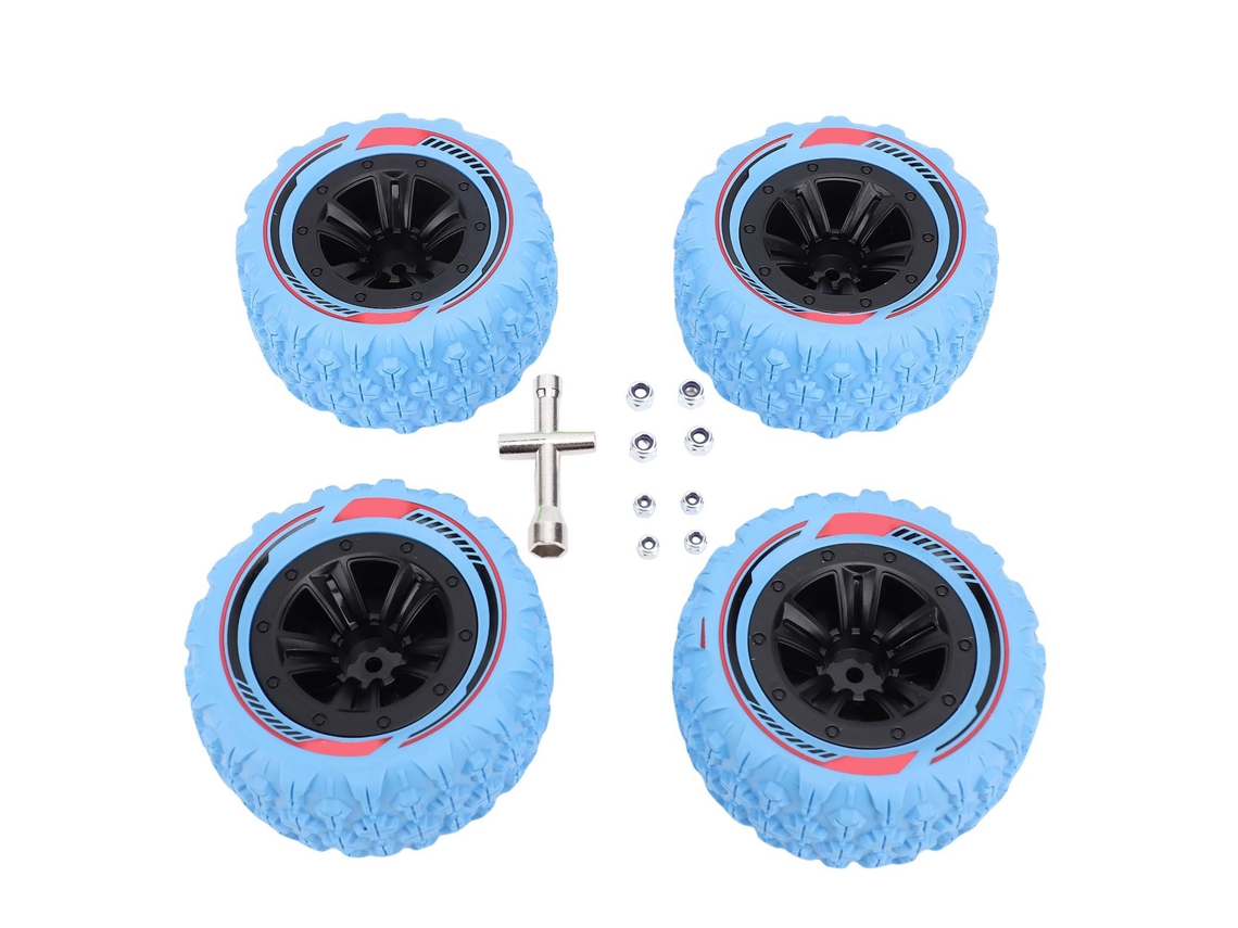 Mali conjunto de Pneus de Roda Rc Hex 12mm para Carro Crawler Off Road 1/14 1/16 4 Peças Azul