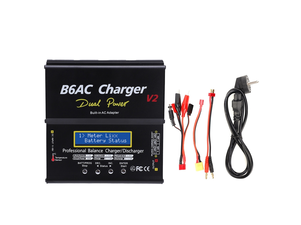Carregador Descarregador Inteligente De Equilíbrio B6ac V2 80w 7a Alumínio Cabo Incluído Plugue Eu 220v Preto