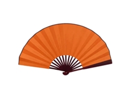 Leque de Mão, Cor Sólida, Extra Grande 33cm, Laranja BRILVIBERA
