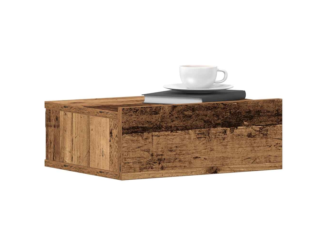 Vidaxl Mesa Cabeceira Suspensa Madeira Velha 40x32x15 Cm Contraplacado