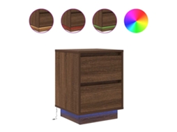 Mesa de Cabeceira com Luzes Led Carvalho Castanho MAISON EXCLUSIVE (38x34x50 cm)