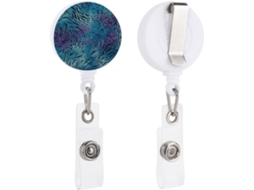 Suporte retrátil Crachá com clipe tipo Jacaré, estampa de zebra azul, ideal para mesa de escritório.