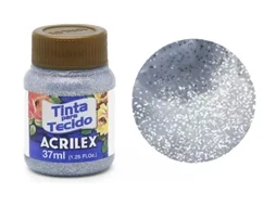TINTA TECIDO GLITTER 37ML PRATA 05040202 ACRILEX 