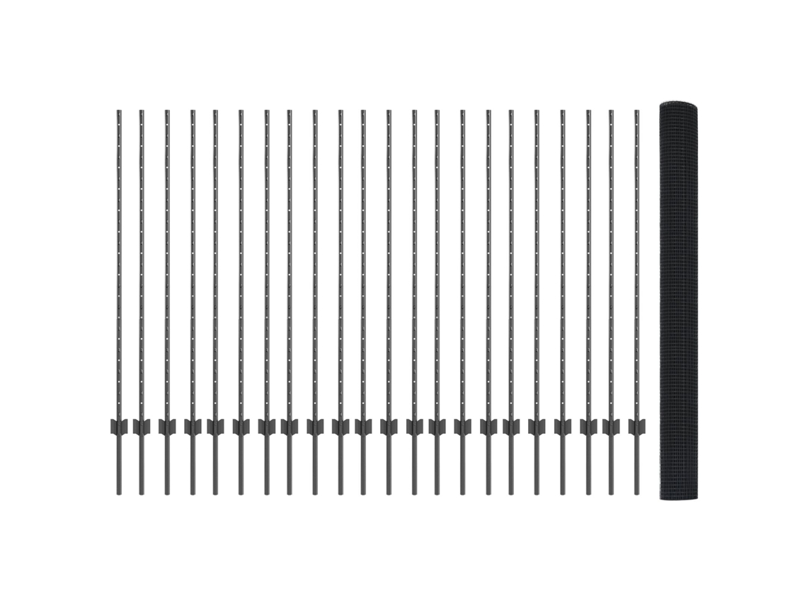 Conjunto 1 Cerca Externa Vidaxl Cinzento Aço (50 X 1,4 M)