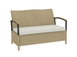 Banco Armazenamento 125l Almofada Acolchoada Metal 123x70x82cm Cáqui