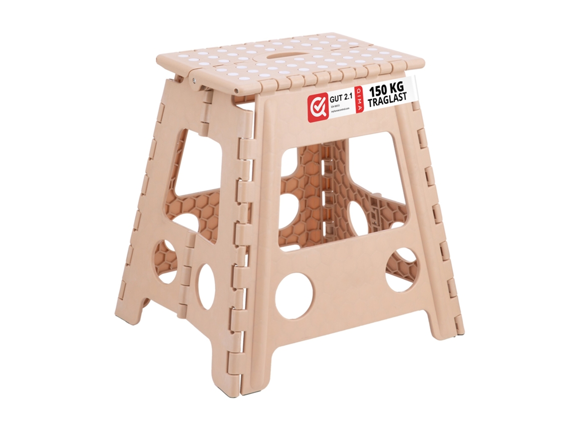 Banco Dobrável Relaxdays, Para Campismo E Casa De Banho, Até 150 Kg, Plástico, 39 X 39 X 32 Cm, Bege