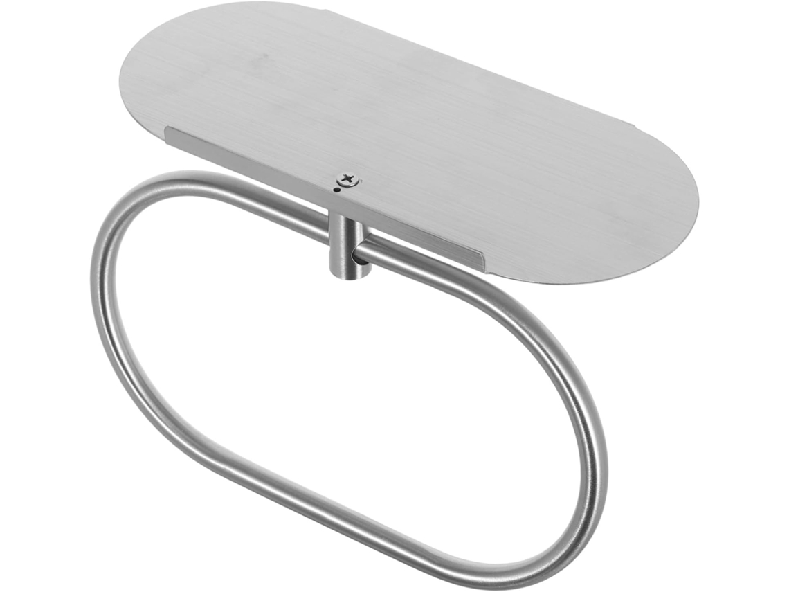 Suporte De Toalha Em Aço Inoxidável, Com Adesivo Para Fixação Na Parede E Prateleira Integrada.
