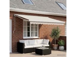 Vidaxl Toldo Retrátil Cinza Claro E Branco 350 X 250 Cm Tecido E Metal