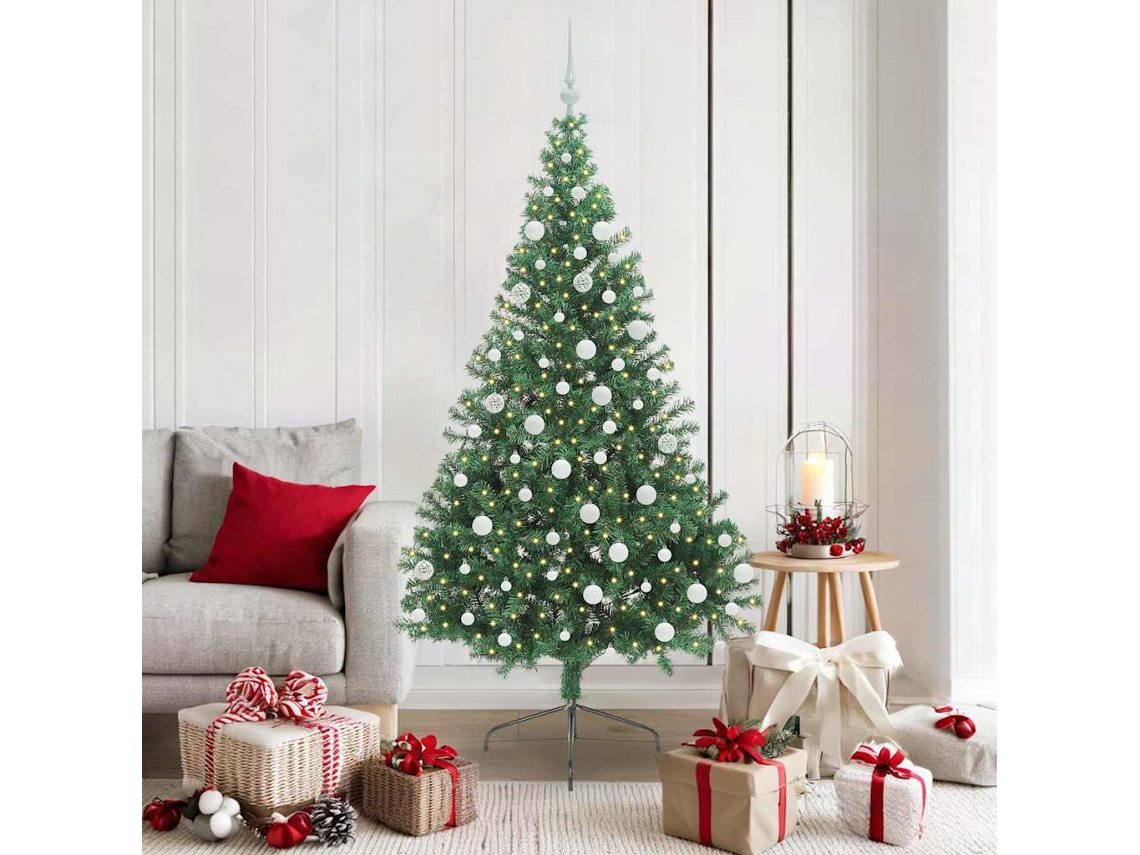 Vidaxl Árvore De Natal Artificial Pré-iluminada Verde 180 Cm Pvc