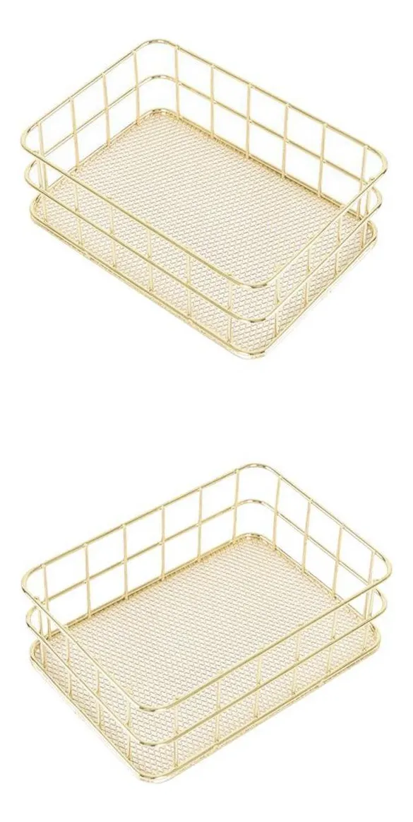 Conjunto De 2 Bandejas Requintadas De Ferro E Arame De Metalvayotoy