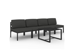 Conjunto 5 lounge jardim com almofadões VIDAXL alumínio antracite