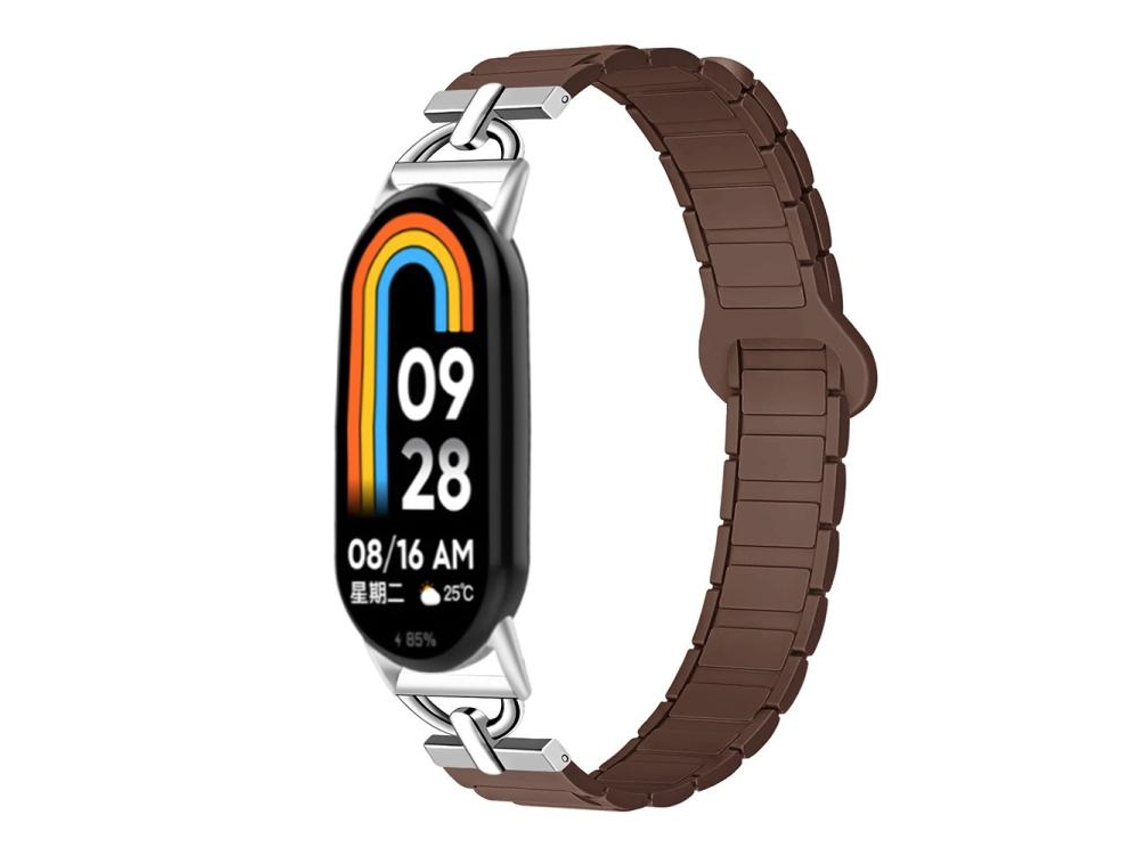 Bracelete para Xiaomi Smart Band 10/9/8 Silicone Magnético Três Esferas em Formato de D Cor Chocolate XIAOMOYU