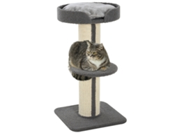 Árvore Gato S/MARCA, com arranhador, tecido de felpa, 2 plataformas, altura 91cm, cinza