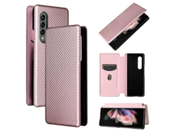 Capa De Celular Dobrável Em Couro Com Textura De Fibra De Carbono Para Samsung Galaxy Z Fold4