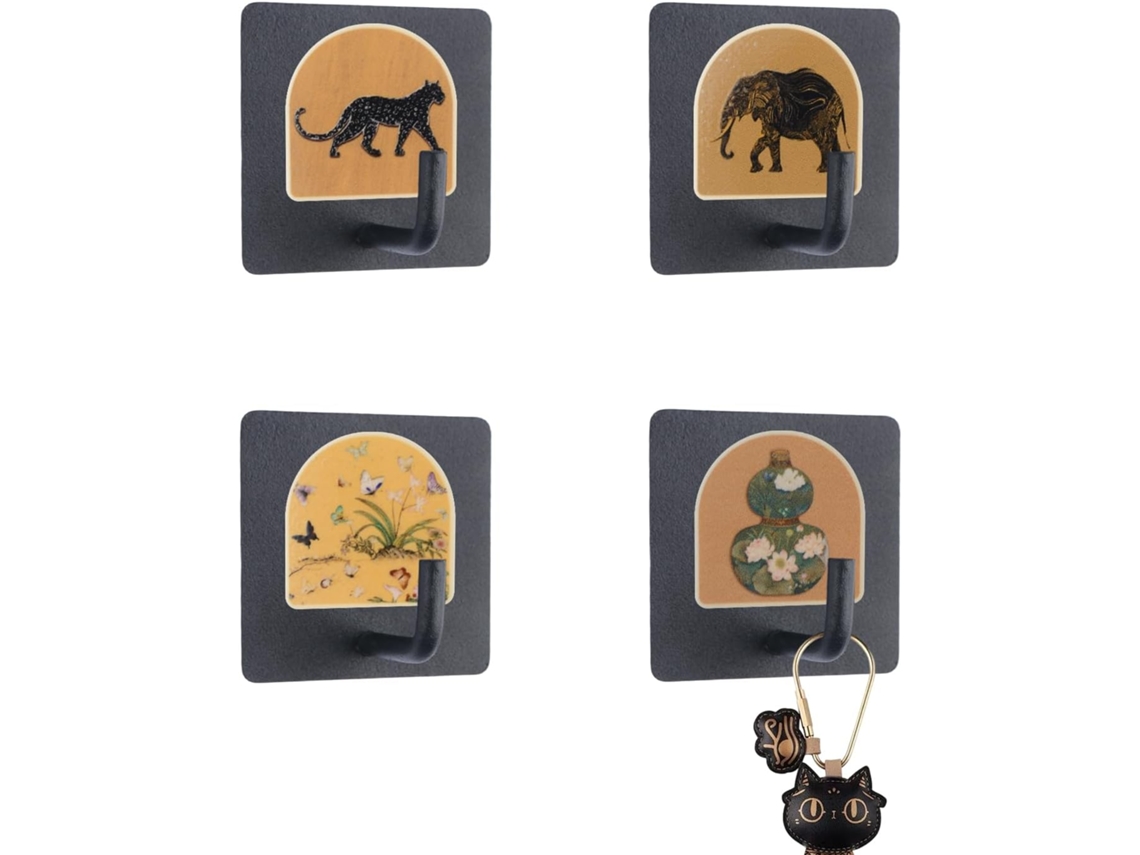 Ganchos De Parede Decorativos Adesivos Morobor, 4 Unidades, À Prova D Água E Resistentes Ferrugem, Ganchos De Metal