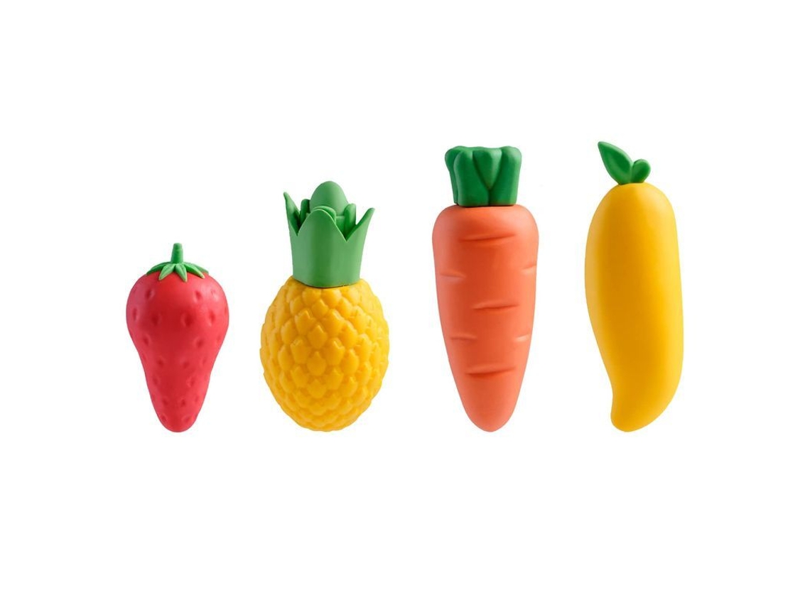 2026 linjou 4 Borradores Grandes de Frutas Bonitos Forma Manga Abacaxi Morango Cenoura