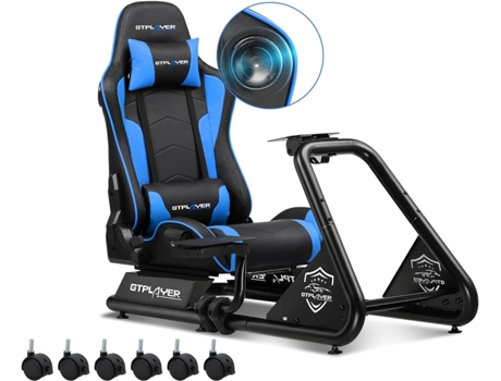 GTPLAYER Racing Simulator Cockpit com Assento para G25 G27 G29 G920 G923 T300 PS5 PS4 Xbox, Sem Volante, Caixa de Velocidades e Pedais Azul