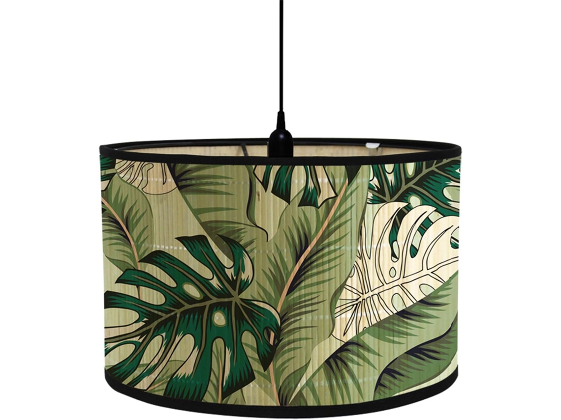 Abajur De Mesa Ou Pingente Redondo, Estilo Moderno Com Plantas Tropicais, Fácil Montar, Para Teto (plantas Verdes, 30x30x20cm)-aquaforge