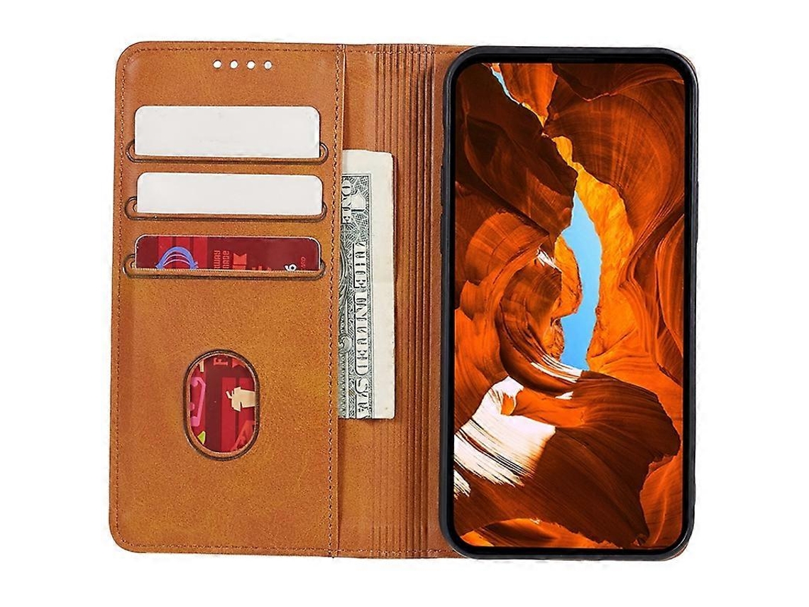 Capa Tipo Carteira De Couro Com Fecho Magnético E Automático Para Iphone 16e