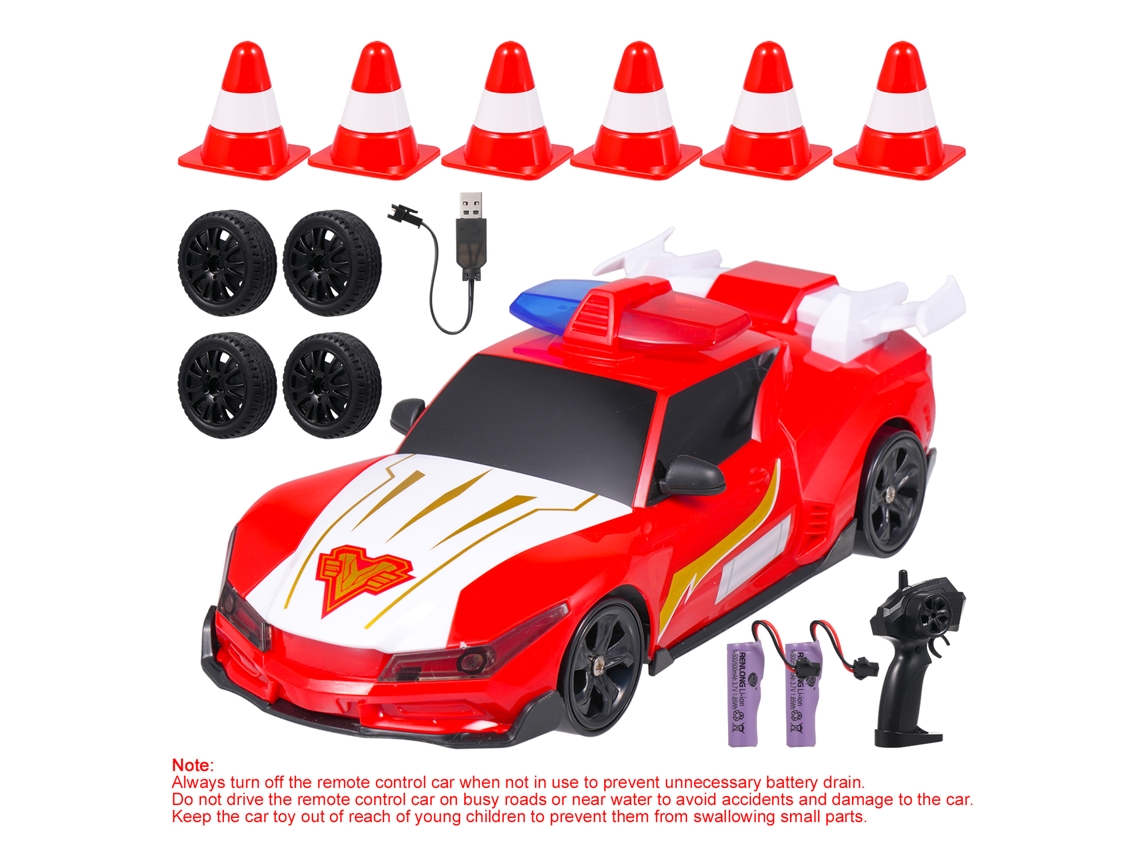 Mali carro de Controle Remoto Policial, Carro de Derrapagem 4wd com Luzes, Presente de Aniversário para Crianças Meninos Meninas, Vermelho