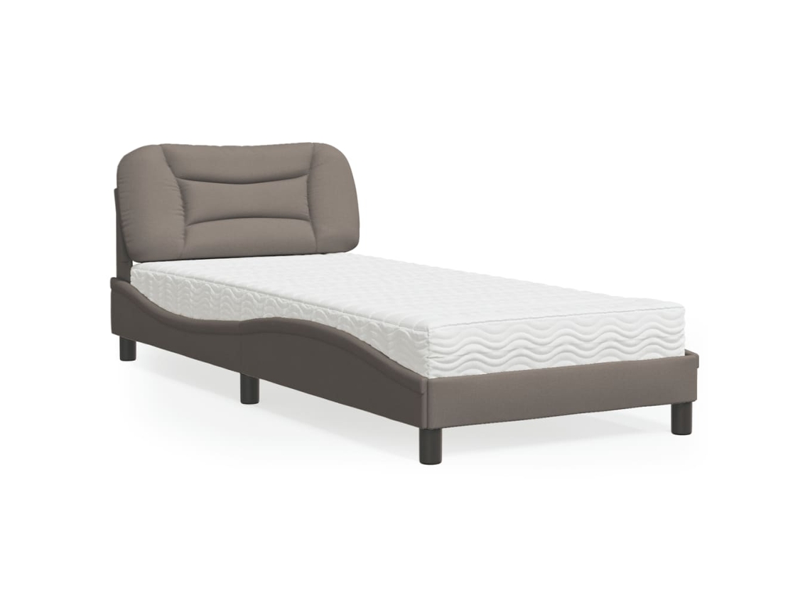 Vidaxl Cama Com Colchão Hvar 90x190 Cm Tecido Castanho-acinzentado