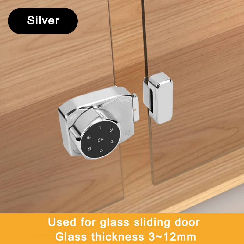 Fechadura Elétrica de Combinação para Vitrines de Vidro, Adequada para Vitrines com Portas de Vidro Deslizantes. MDUG (prateado)