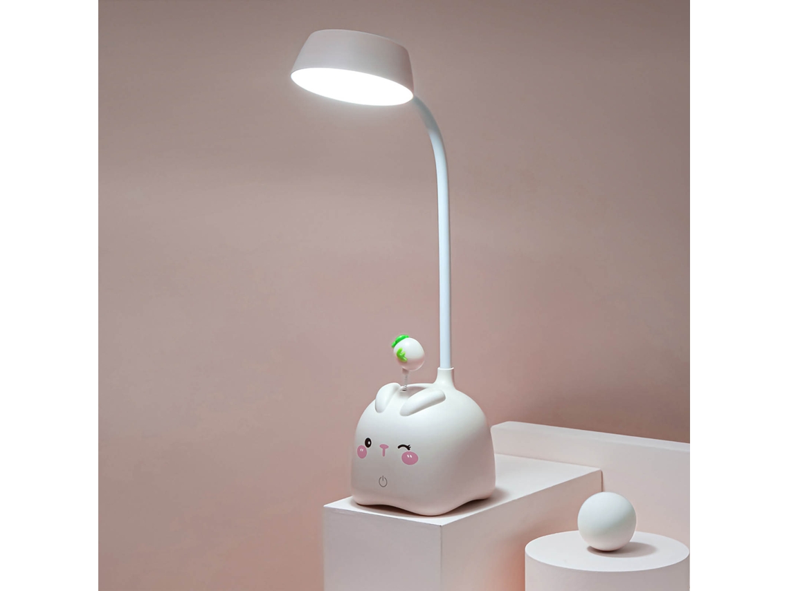 2026 lâmpada de Escritório Led com Carga Usb Plegável Protetora da Visão para Estudantes Leitura Coelho Branco 3.58x3.58x15.75in