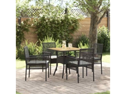 Vidaxl Conjunto De Jantar Para Jardim 5 Unid. Preto Vime Pe