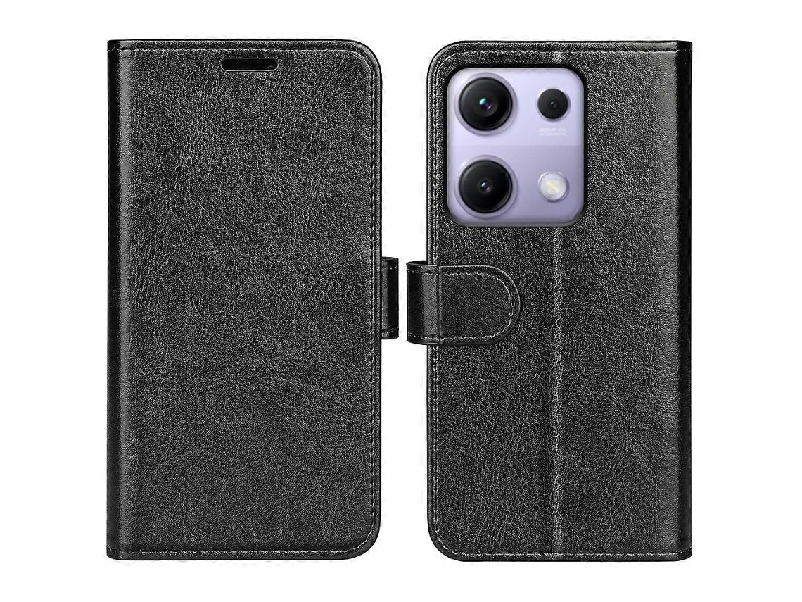 Capa De Couro Com Textura Crazy Horse Para Xiaomi Redmi Note 14s 4g, Preta