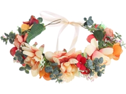 Tiara floral Boêmia para mulheres, coroa de flores em tecido e arame.