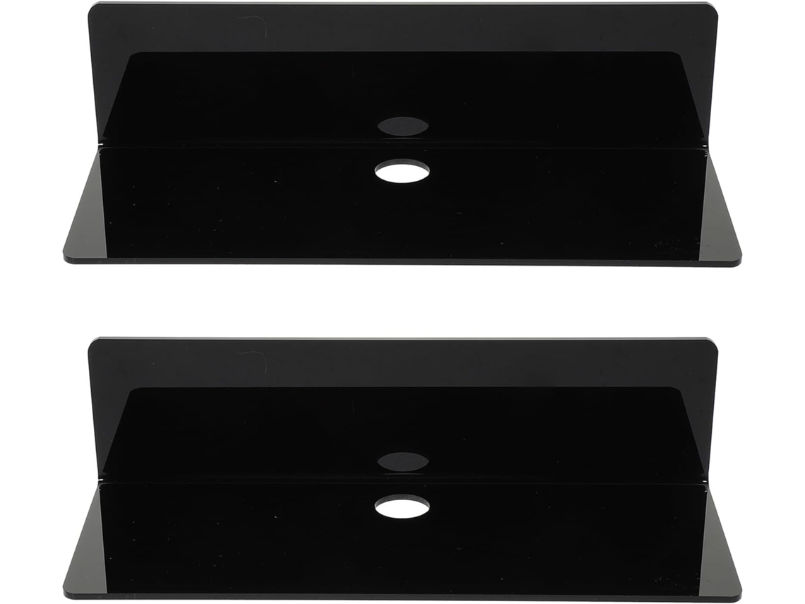 Ciieeo Conjunto De 2-prateleiras Parede Para Banheiro Em Acrílico Preto, Sem Pregos E Resistente À Ferrugem