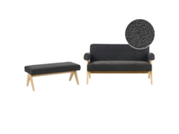 Conjunto De Sala De Estar Beliani Tamre De Bouclé Negro 148x78x79