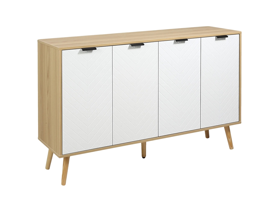 Aparador De Cozinha, Design Estiloso, Armazenamento Eficiente Em Espaço, Branco Natural
