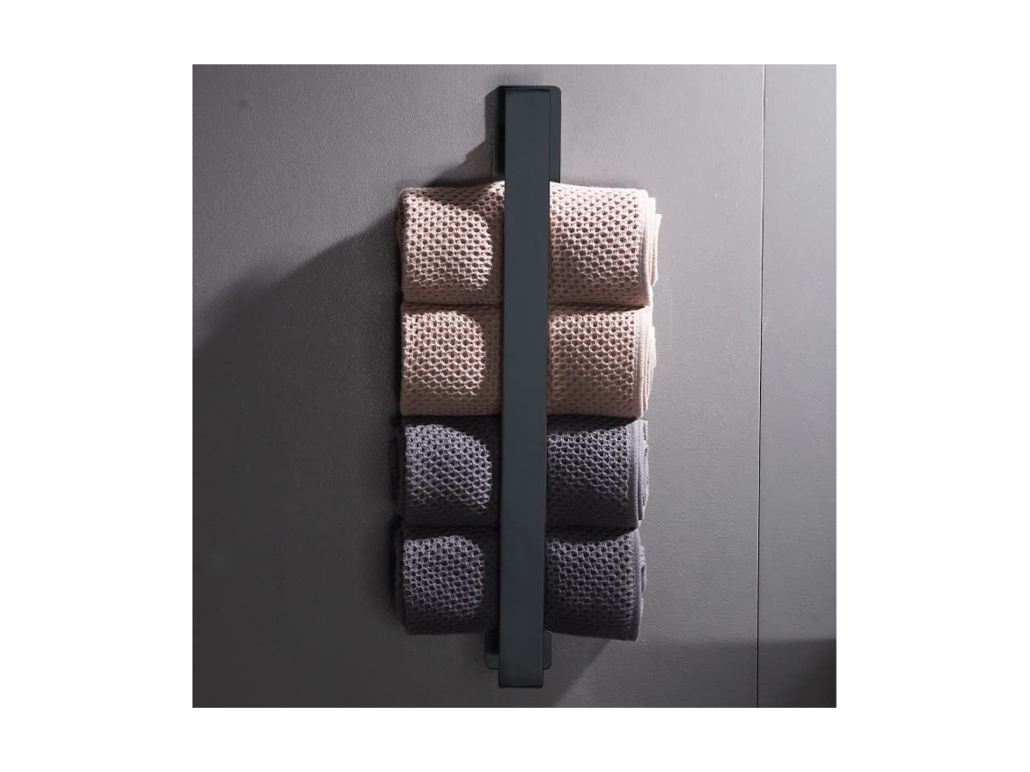 Porta-toalha autoadesivo para banheiro 40*6*4,5 Cm BRILVIBERA (preto)