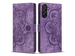 Capa De Celular De Couro Fosco Retrô Com Estampa De Mandala
