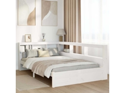 Cama Com Estante Sem Colchão 90x190 Cm Pinho Maciço Branco