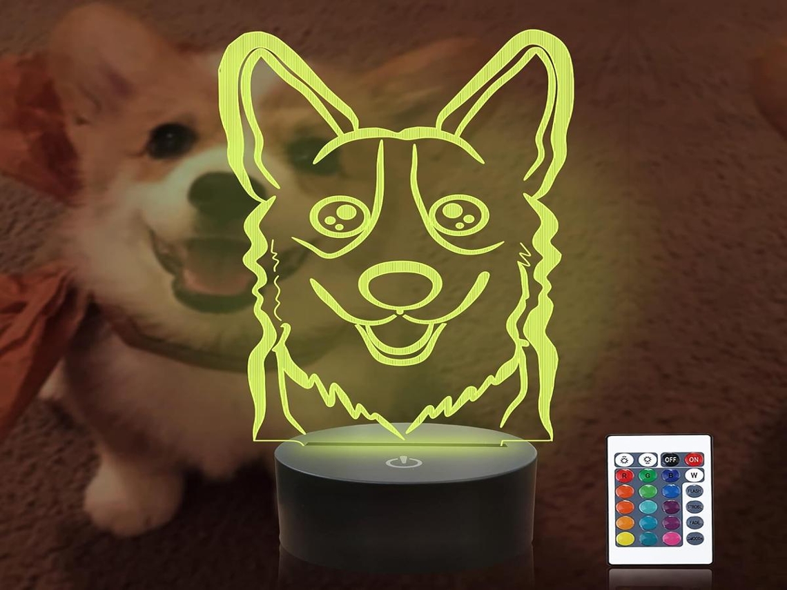 Lurelia Luz Noturna 3d Em Forma De Cachorrinho Com Recarregável Usb, Controlo Remoto, Brilho Regulável E 12 Horas Para Quarto Infantil