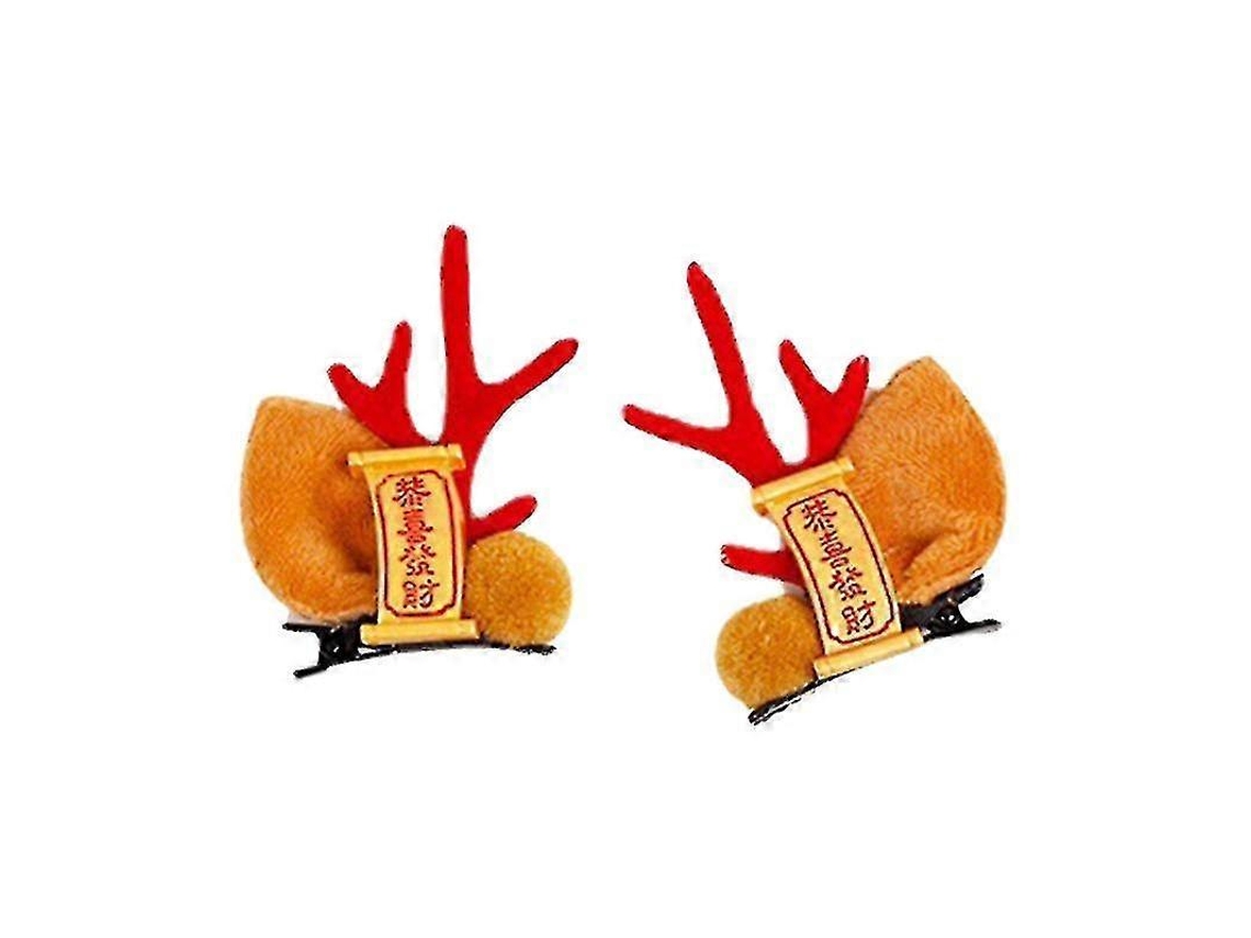 Presilhas De Cabelo De Ano Novo Com Chifres De Rena, Presilha Bico De Pato, Acessório De Cabeça Natalino Fofo Hengjian
