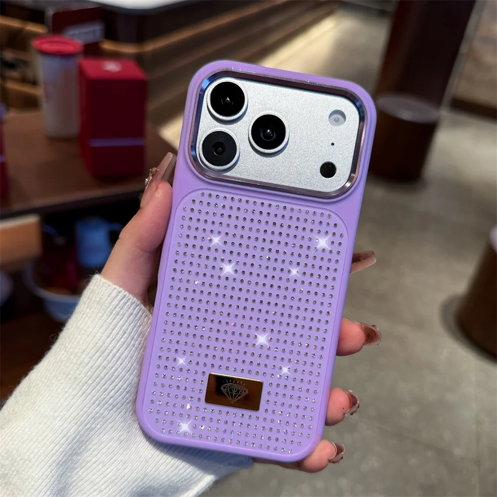 Capa Para Celular Com Strass Brilhantes (roxa) Para Meninas, Compatível Com Iphone 15, Capa Protetora À Prova De Choque.