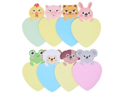 um Conjunto de 8 Blocos de Notas Adesivas Fofos e Originais em Formato de Animais, e um Mini Caderno. MDUG
