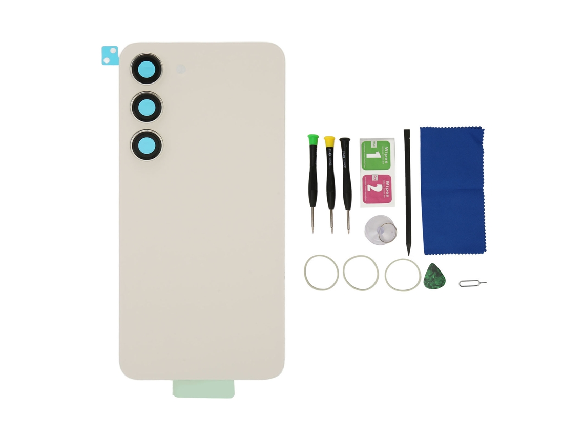 Mali capa de Vidro Traseiro com Lente de Câmera e Kit de Ferramentas para Samsung Galaxy S23 Branco