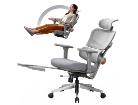 Nt002 Cadeira Ergonômica Apoio Braço Ajustável Apoio Cabeça Cinza Newtral