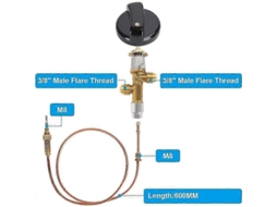 Kit Válvula Controlo Falha Chama para Lareira Gás Substituição Termopar CHARM