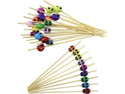 100 Palitos De Coquetel De Caveira, Palitos De Bambu Para Halloween, Bar, Aniversário, Festas, 12 Cm