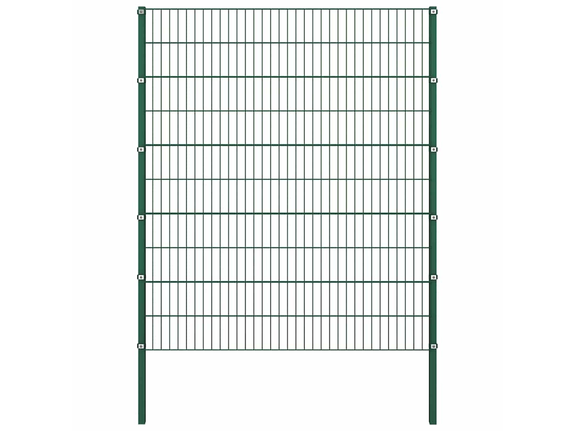 Vidaxl Painel De Vedação Com Postes De Ferro 176,5x200 Cm Verde