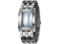 Lurelia Relógio Digital Masculino, Visor Digital, Led, Duplo Fuso/mostrador, 9 Polegadas, Aço Inoxidável, Resistente À Água 50m/30m, Preto