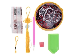 Lâmpada De Pintura De Diamantes Pendente Led Redonda Com Padrão De Caveira Presente Diy Decoração Noturna Para Mesa E Lar