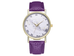 Reloj De Pulsera De Cuarzo Unisex Con Correa De Cuero Pu Morado Zhoulianfa