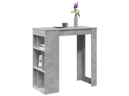 Vidaxl Mesa De Bar C/ Prateleiras Derivados De Madeira Cinza Cimento