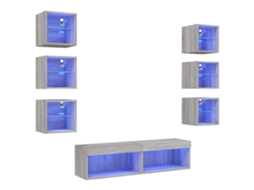 Tv Wall Unit, Tv Wall Units Vidaxl Cinzeto Madeira Processada (n/a)